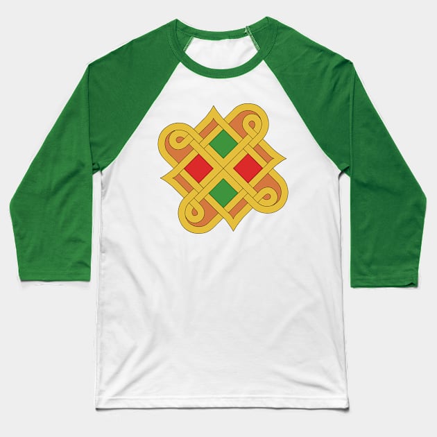 Durrow Knotwork 2016 Red and Green Baseball T-Shirt by AzureLionProductions
